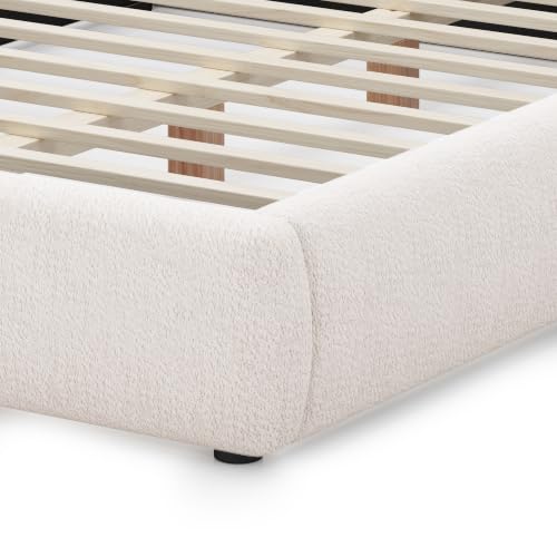 Chenille Upholstered Platform Bed with Oversized Pillow Headboard, view 8