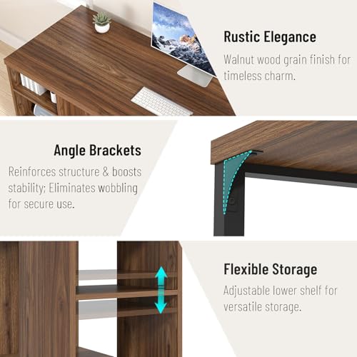 Home Office Desk with Storage, Modern Computer Desk with Reversible Shelves, view 7