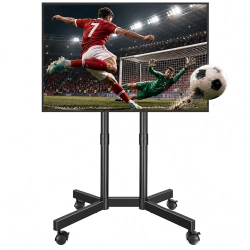 Rolling TV Stand for 32-75 Inch TVs, Height Adjustable Mobile TV Cart on Wheels, view 2