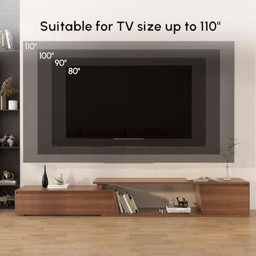 Extendable TV Stand, Walnut Media Console, view 7