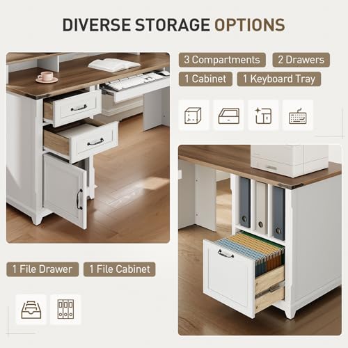 Farmhouse 69" Executive L Shaped Desk with Drawer, view 8