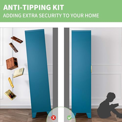 Home Farmhouse Storage Cabinet with Barn Door, Tall Kitchen Pantry Cupboard with Adjustable Shelves, for Dining Room, Bathroom, Living Room Blue.