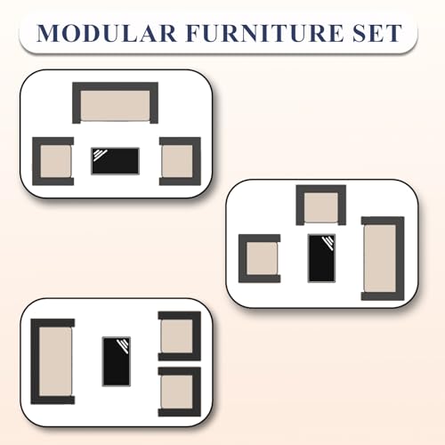 Outdoor Patio Furniture Set, 4 Pieces Patio Conversation Set Wicker Chairs with Glass Table and Soft Cushion for Porch,Backyard, Poolside (Sand)
