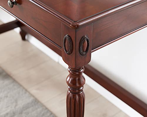 Vintage Solid Wood Writing Desk with Drawers, view 8