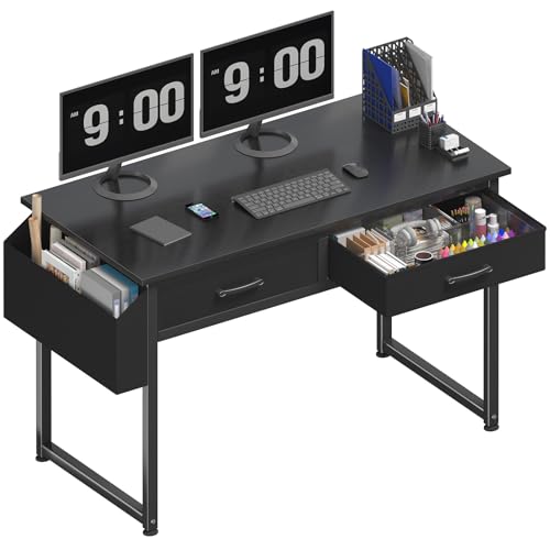 DLisiting Computer Desk with Fabric Drawers for Home Office Bedroom, view 2
