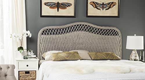 SAFAVIEH Furniture, Sephina Rattan Queen Headboard, Antique & Grey, Rattan, view 2
