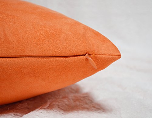 Aiking Home Luxury Faux Suede Decorative Pillow Cover - 18 by 18 Orange