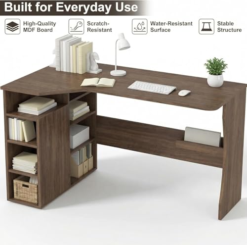 L Shaped Desk with Storage Shelves, Small Corner Desk for Small Spaces, view 7