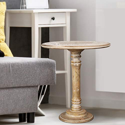 Wooden End Table 18x22 White Wash Small Side Table for Living Room | Nightstand, Bedside Table, Entry Table for Magazines, Books & Plants