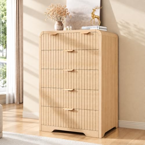 Fluted 6 Drawer Dresser for Bedroom, 43" Tall Dresser Chest of Drawers, view 8