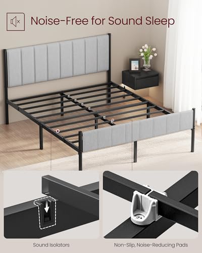 VASAGLE Queen Bed Frame with Upholstered Headboard, Steel, Footboard, view 7