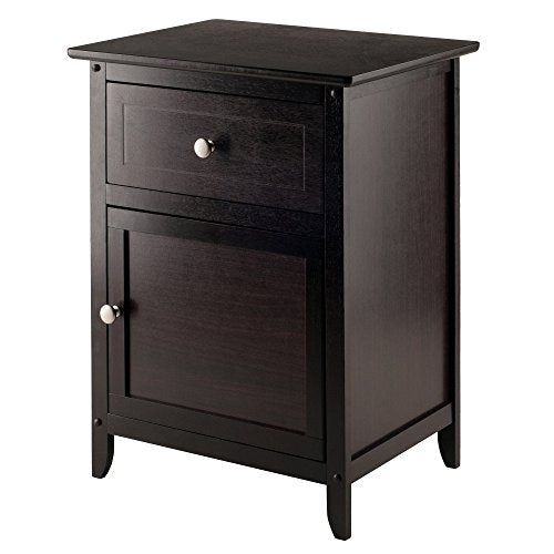 Eugene Accent Table in Espresso, Classic Small Bedside Table for Bedroom, Sturdy Nightstand with Storage, Convenient Furniture for Couch Side, Living Room, Entryway