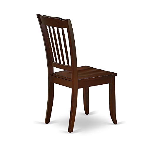 DAC-MAH-W Danbury Dining Room Chairs - Slat Back Solid Wood Seat Chairs, Set of 2, Mahogany