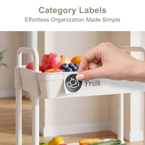 3 Tier Rolling Cart with Wheels, Utility Storage Carts,White, view 7