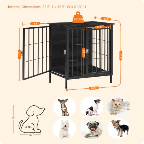 26.5" Heavy Duty Dog Crate Furniture, Dog Kennel Furniture Indoor, view 8
