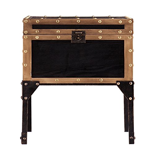 Drifton Travel Trunk End Table - Transitional Design, Black Metal and Wood - Ideal for Living Room, Bedroom (CK3182)
