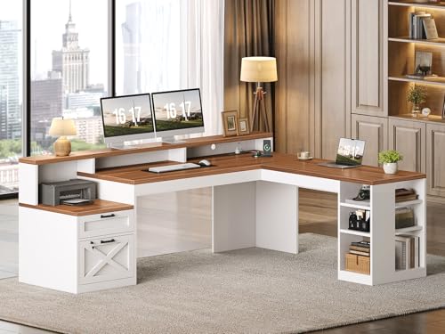 65"x59" L Shaped Desk with Lockable Drawers Storage for Home Office, view 2