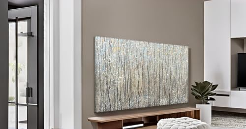 Abstract Tree Canvas Wall Art - Brown Forest Paintings with Gold Foil - Modern Landscape Pictures for Living Room Bedroom Bathroom Decor