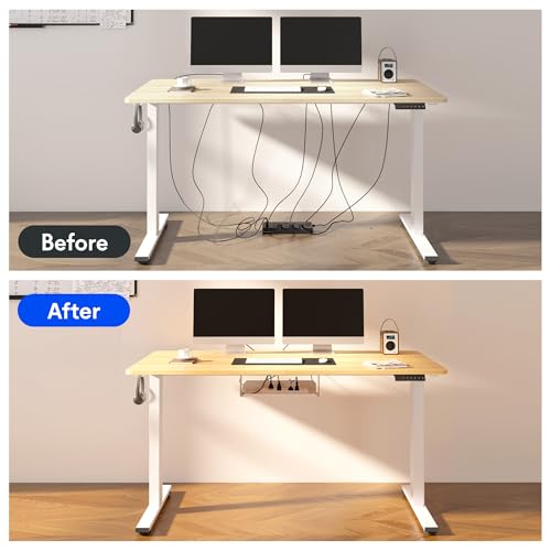 FLEXISPOT EN2 55"x28" Whole-Piece Standing Desk with Power Strip, Maple, view 7