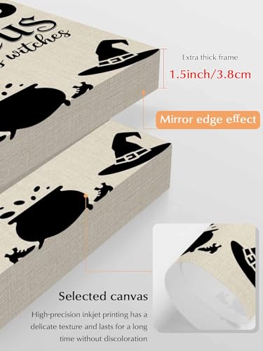 NuYeBiofx Halloween Witches Hat on Burlap Canvas Wall Art Prints,30"x20" Framed Picture Artwork Shoes Farm Black Quote Printed Canvas Oil Painting for Living Room Bedroom Office,Ready to Hang