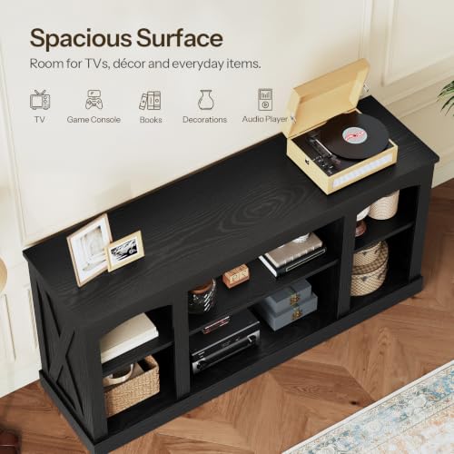 Black TV Stand, Tall TV Console with Storage for TVs up to 75", view 8