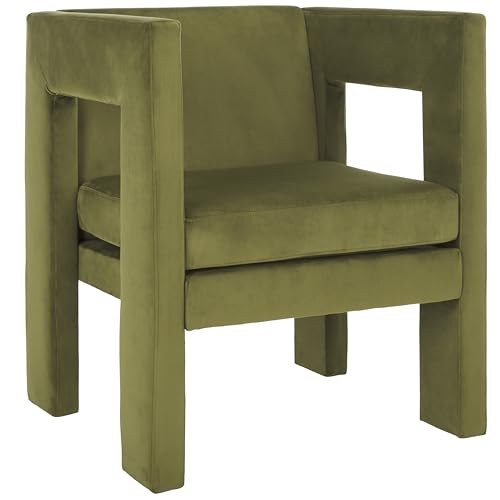 SAFAVIEH Home Collection Vidar Modern Olive Green Velvet Accent Chair