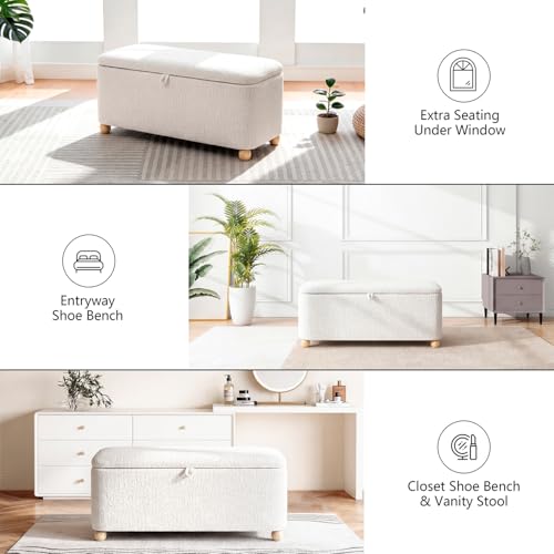 39.3” Velvet Storage Ottoman Bench with Hinged Lid & Handle, view 7
