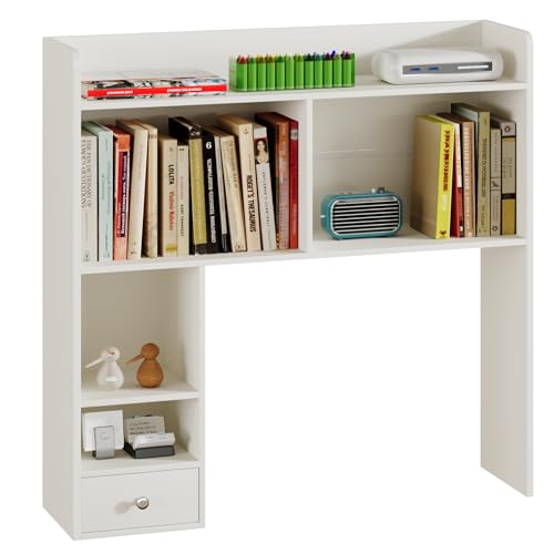 Desktop Bookshelf, 36.4" DormDesk Hutch with 5 Shelves, view 8