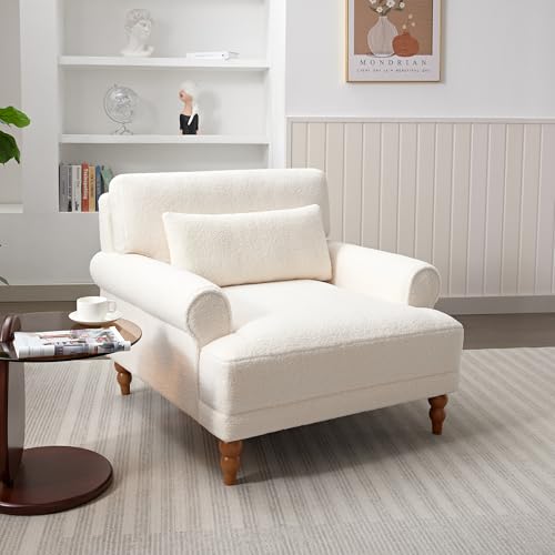 Modern Elegant Oversized Chaise Lounger with Circular Armrests, view 2