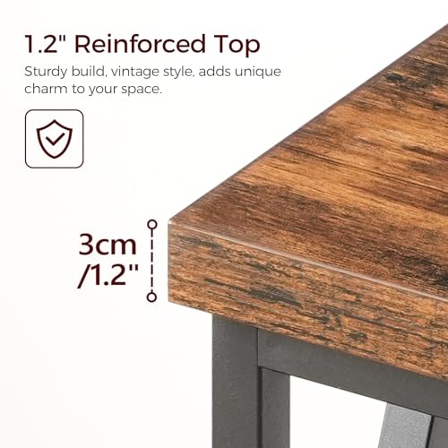 70.9'' Extra Long Console Table, Industrial Sofa Table Behind Couch, 2 Tier Narrow Entryway Table with Storage Shelf, for Living Room, Rustic Brown and Black CTHR18301