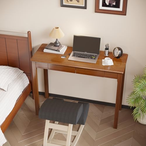 Solid Wooden Desk with Drawers, 39 x 16 Inch Narrow Desks, view 7