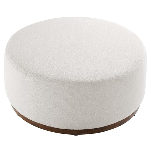 Large 38" Round Boucle Upholstered Upholstered Ottoman