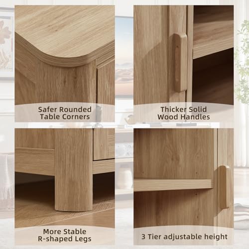 Farmhouse 55" Natural Oak Tv Stand, Tv Consoles for Living Room, view 7