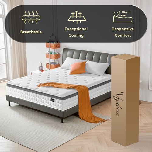 Queen Mattress, 12 Inch Hybrid Queen Size Mattress - Memory Foam & Individually Pocket Coils Springs | Pressure Relief | Motion Isolation, Edge Support | CertiPUR-US Certified | Medium Firm
