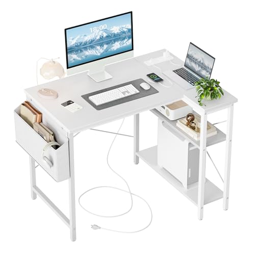 Small Computer Desk with Power Outlets, view 2