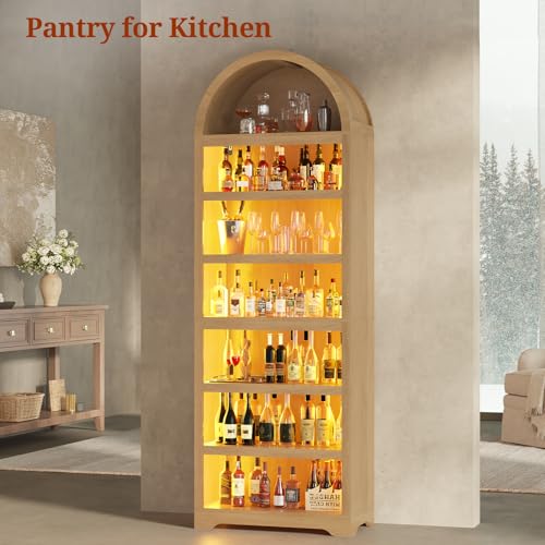 79.4" Tall Arched Cabinet, Bookcase with Storage, view 8