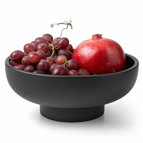 Black concrete extra large decorative fruit bowl, view 2