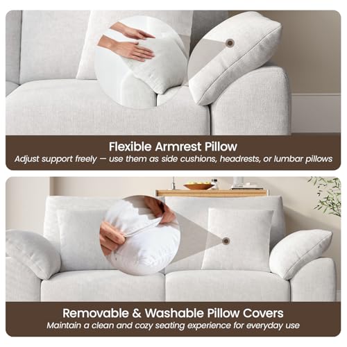 75.6" Modern Loveseat Sofa for Living Room, Cloud Boneless Couches with 4 Pillows, Mid Century Loveseat couches for Small Place, No Assembly Required, Beige