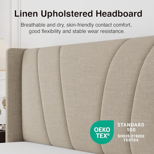 Queen Size Bed Frame, Queen Bed Frame with Headboard, view 8
