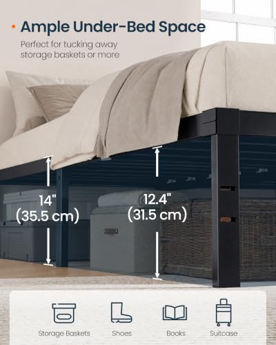 Queen Size Bed Frame, Metal Platform Bed Frame, 14 Inch, view 7