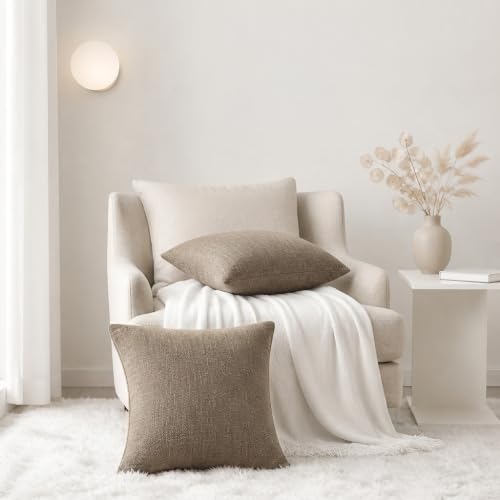 Fall Khaki Chenille Throw Pillow Covers 18x18 Set of 2, view 7