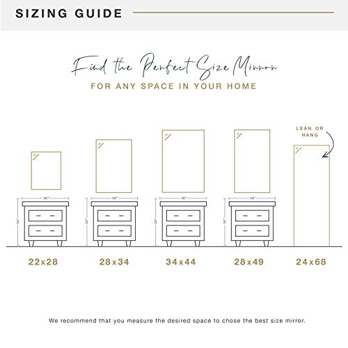Ezra 28.66x34.66 Large Wall Mirror, White Woodgrain & Beveled Mirror, Vertical & Horizontal Wall Hanging Mirror for Bathroom, Bedroom & Livingroom
