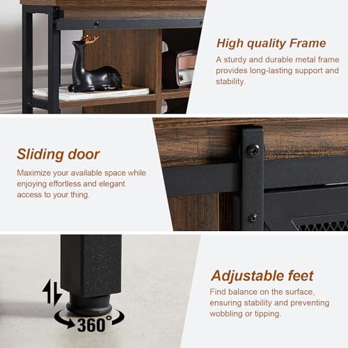 Corner TV Stand for 55 Inch TV, Rustic Corner Entertainment Center with Storage, view 7