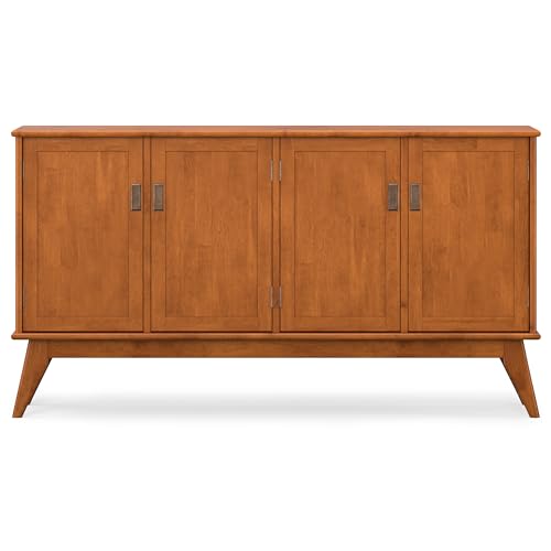 Draper 66" Wide Solid Wood 4-Door Buffet in Teak Brown, view 7