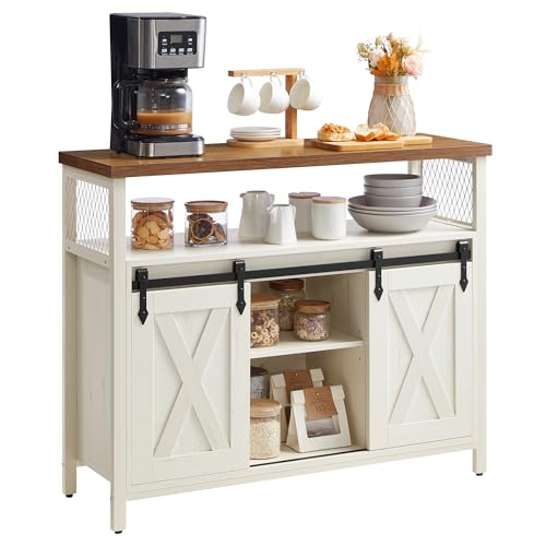 Buffet Cabinet, Coffee Bar with 2 Sliding Barn Doors, view 2