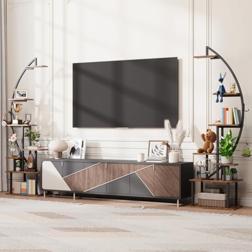 Tall Bookshelf with Lights, 2 Pack Ladder Bookcase, view 8