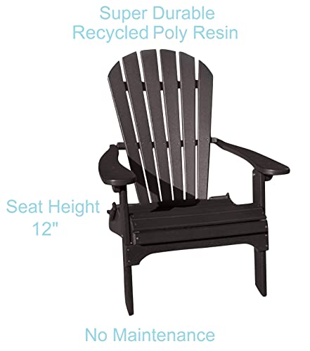 Foldable Adirondack Chair - Poly Adirondack Chair Folding - HDPE, Heavy Duty, Recycled Plastic - All Weather Outdoor Furniture for Your Deck, Front Porch, or Patio, Brown