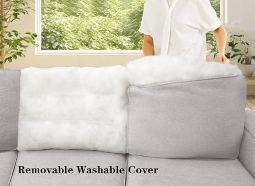 Oversized Modular Sectional Sofa,U/L‑Shaped Reversible Couch with Ottoman,Deep Seat Plush Polyester Sofa for Living Room,8‑Seater,Light Grey