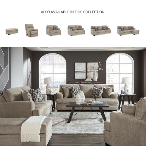 Signature Design by Ashley Stonemeade Contemporary Sofa Sleeper with Folding Gel Memory Foam Mattress, Reversible Cushions and 4 Accent Pillows, Queen, Light Brown