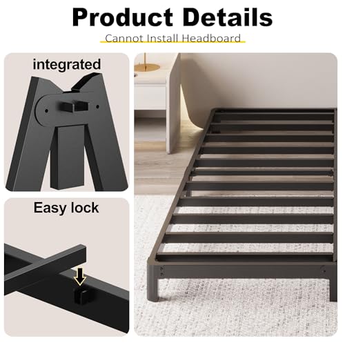 4 Inch Full Bed Frame Low Profile No Box Spring Needed, view 7